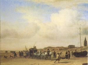 A Noble Coach Making Its Way Along the Beach at Scheveningen (mk05), VELDE, Adriaen van de